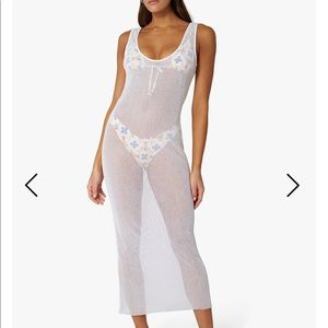 We wore what fishnet maxi dress white xs nwt